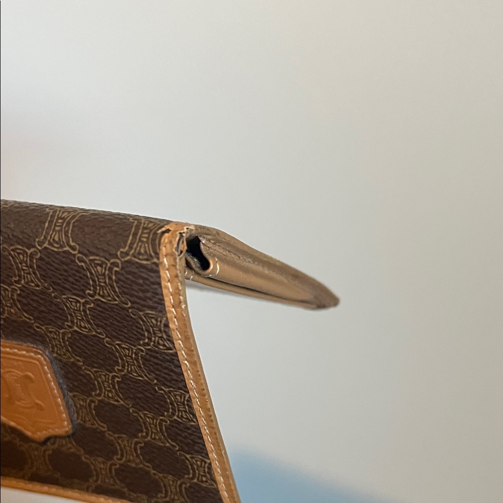 Celine Dark Brown Monogram Card Holder with Tan Trim - Picture 5 of 10